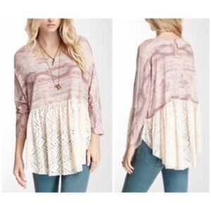 Free People Punched Diamonds Forever Babydoll Tee Shirt Top Small